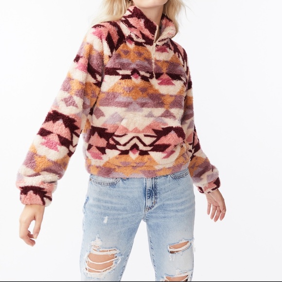 Aero Colorful Geometric Bohemian Sherpa Fleece Pullover - Picture 1 of 8